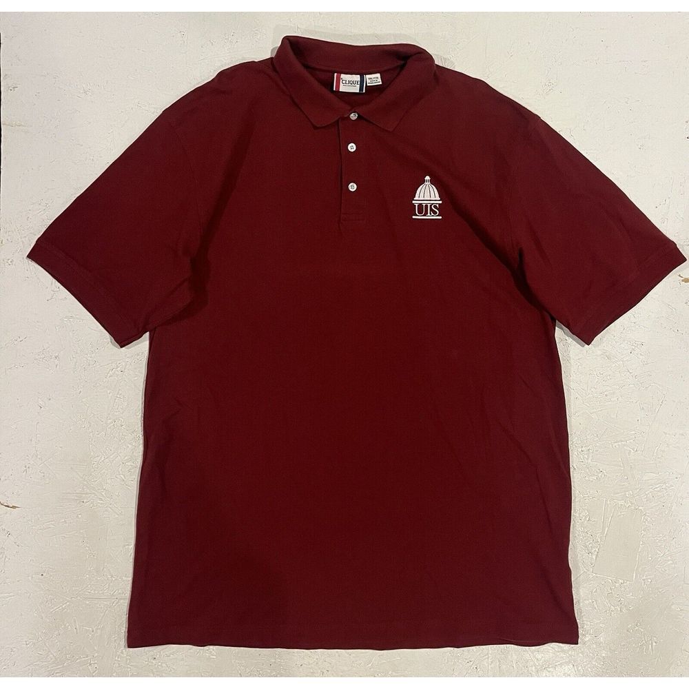 Vintage Clique UIS University‎ Illinois Springfield Polo Shirt Mens XXL Maroon
